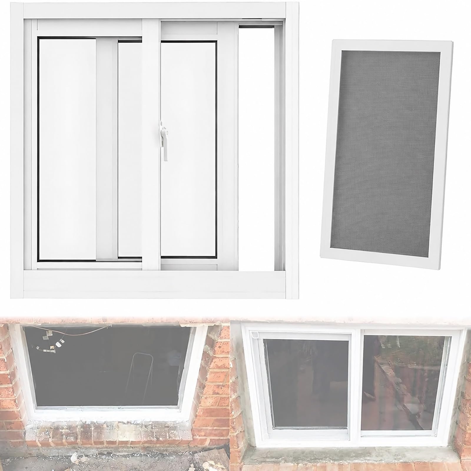 Sliding Basement Window, Vinyl Utility Slider, Double Pane Insulated Tempered Glass, Weather for Shed, Garage, Chicken Coop & Bathroom(29"x23")