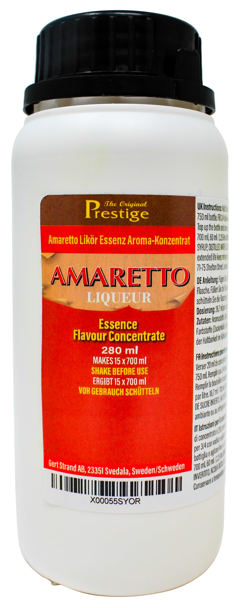 The Original Prestige - Amaretto Flavouring Essence Concentrate 280 ml – Add 20 ml into 750 ml – For Drinks and Beverages Mixers, HomeBrewing and More