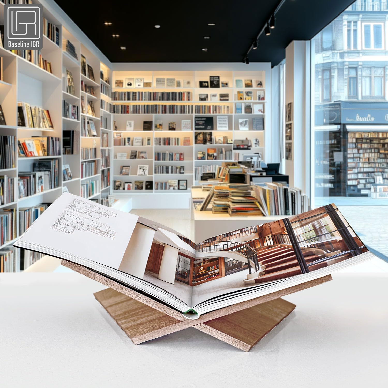 Grand support de livre en bois d'acajou naturel, 31,8 x 24,1 x 14 cm, support de livre ouvert pour affichage et lecture, livres de cuisine, livres d'art, bibles, magazines – Maison et bureau