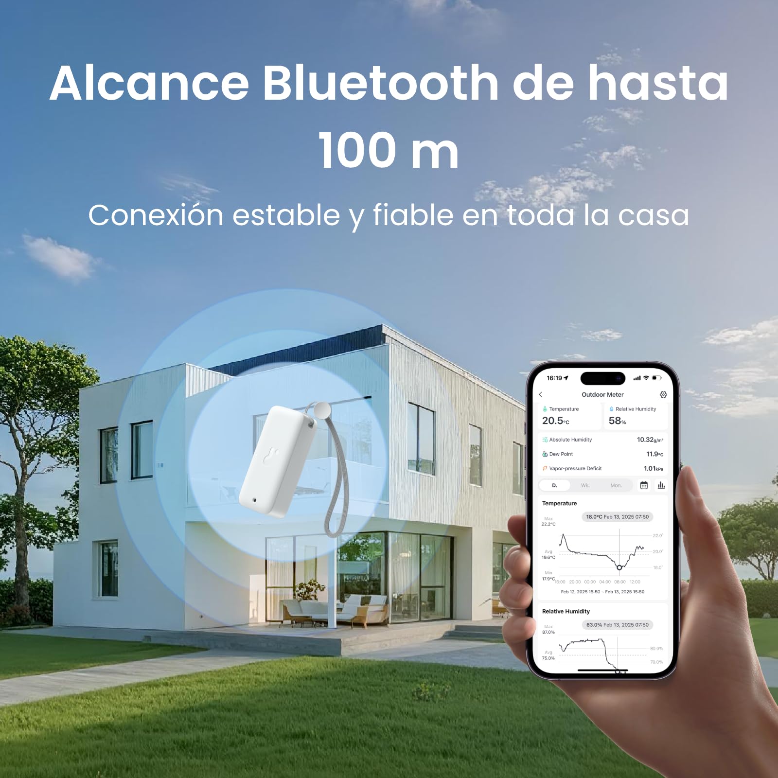 SwitchBot Termómetro Higrómetro Interior Exterior, Termómetro Bluetooth Exterior Medición de humedad, Termohigrómetro Preciso con APP, Memoria de Datos para Invernadero Bodega (Pack de 3)
