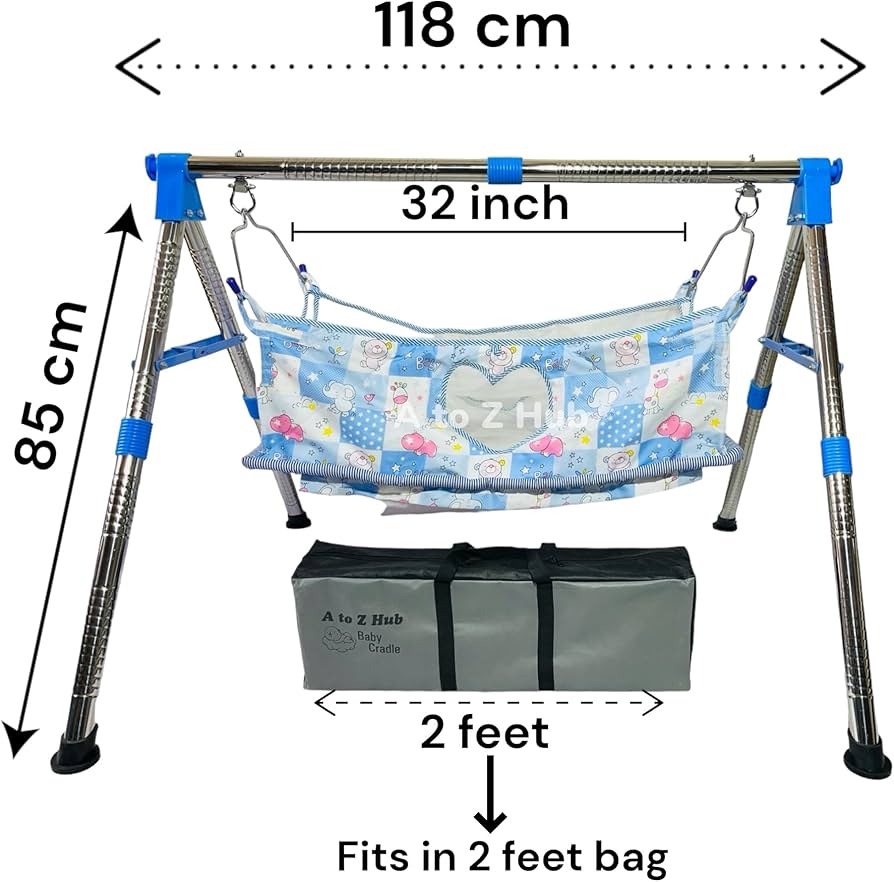 A to Z Hub Stainless Steel Foldable Baby Cradle/Ghodiyu/Baby Swing