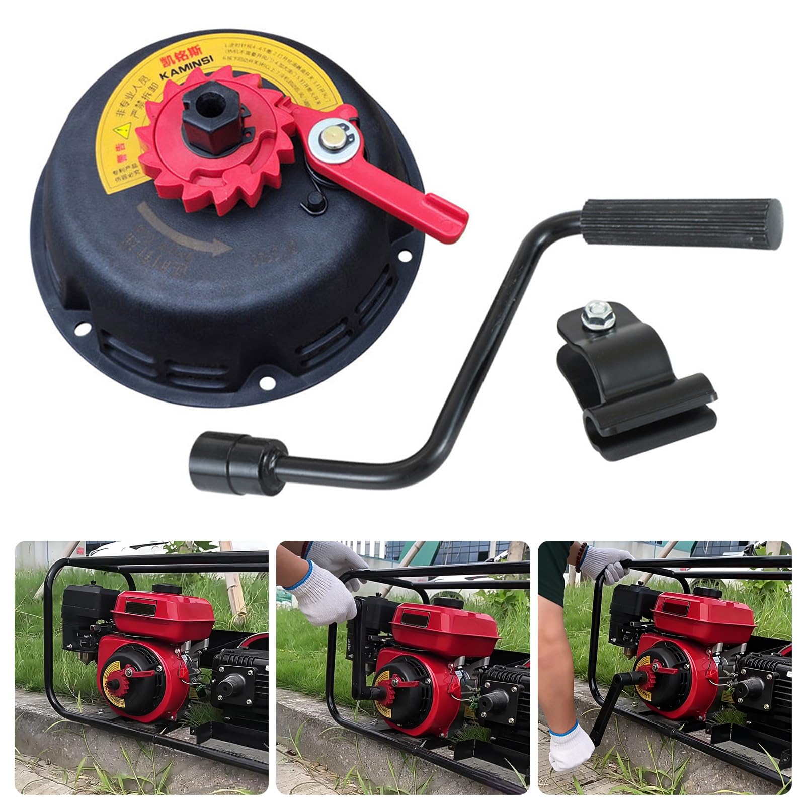 Easy Start - Arrancador de manivela manual para motores de gasolina 168/170F, sin mecanismo de tirón, multifuncional para pulverizadores y cultivadores