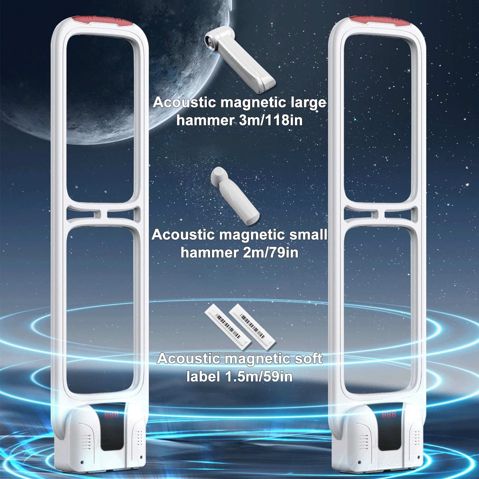 Equipo antirrobo, alarma de sonido y luz, doble voltaje 110-220 V, prevención de robo AM 58 Khz, sistema EAS con hebilla de martillo de 400 y 1 desabrochador