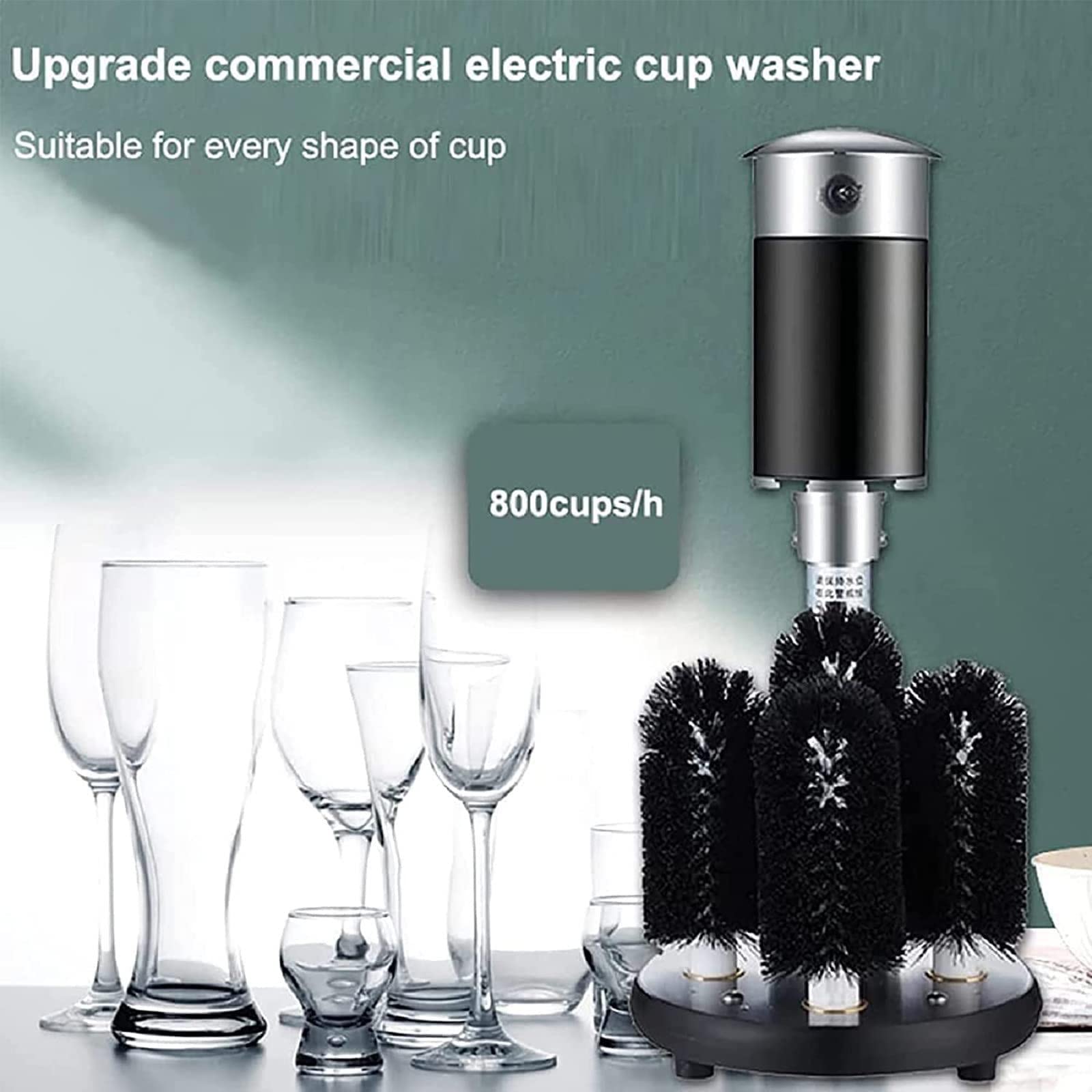 Lavatrice per Bicchieri da Vino,Lavatrice Automatica per Bicchieri,Lavatrice per Bicchieri Commerciale,con 5 Panni per lucidare,Efficienza: 800 Tazze/Ora,per Hotel,ristoratori,Bar,