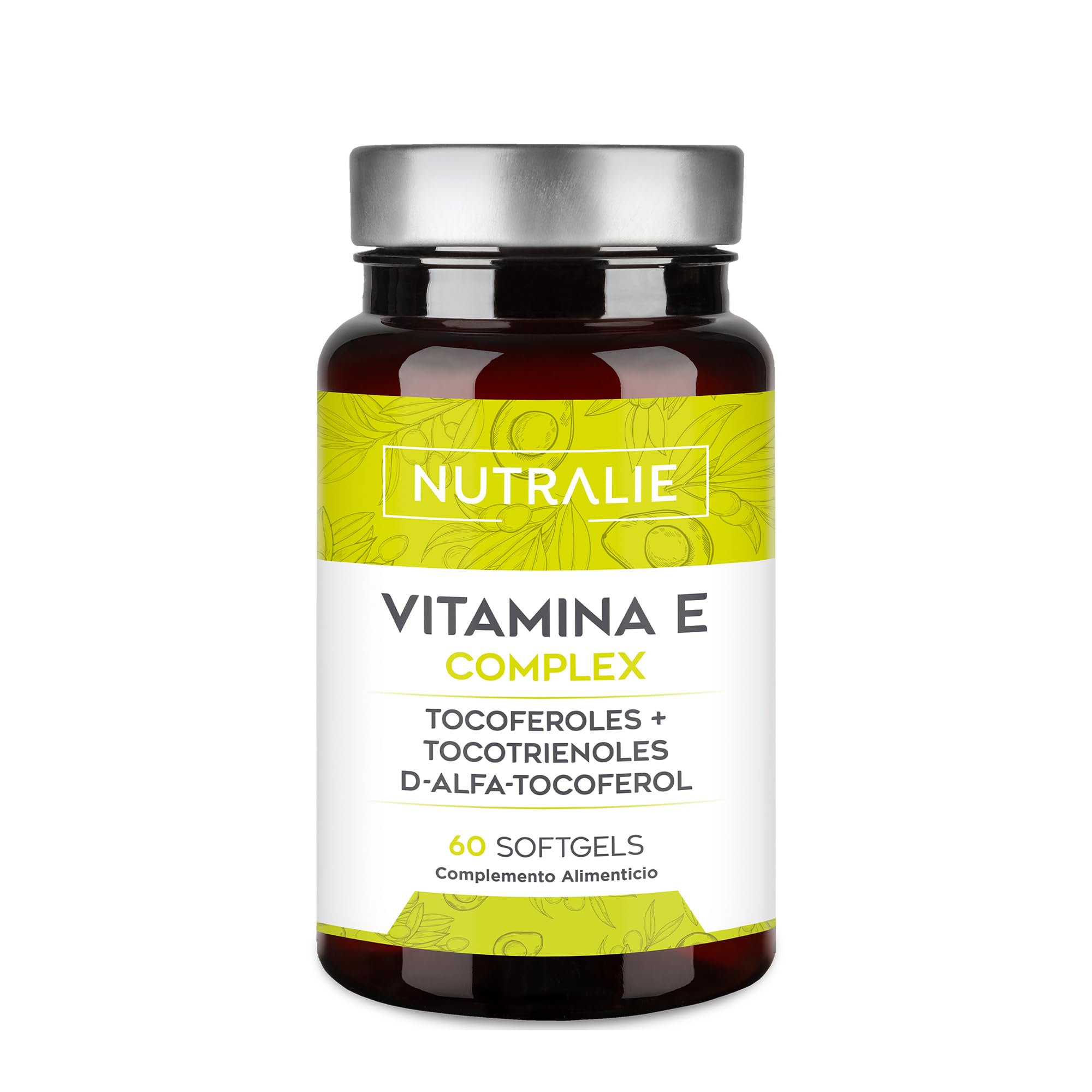 Vitamina E Cápsulas - Tocotrienoles + Tocoferoles - Antioxidante - Protege las Células del Estrés Oxidativo - 60 Softgels Vitamin E Complex Nutralie