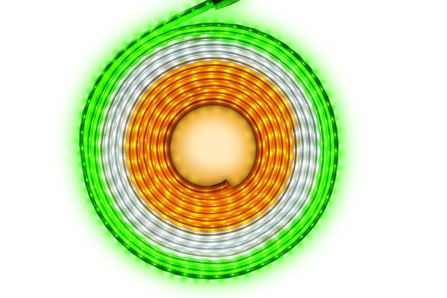 Lexton 15 Meter, 1800 LEDs TriGlow Rope Light | Indian Tricolor Strip Light - Orange + White + Green Colour in Single Strip | Republic Day Plug and Play, Pack of 1