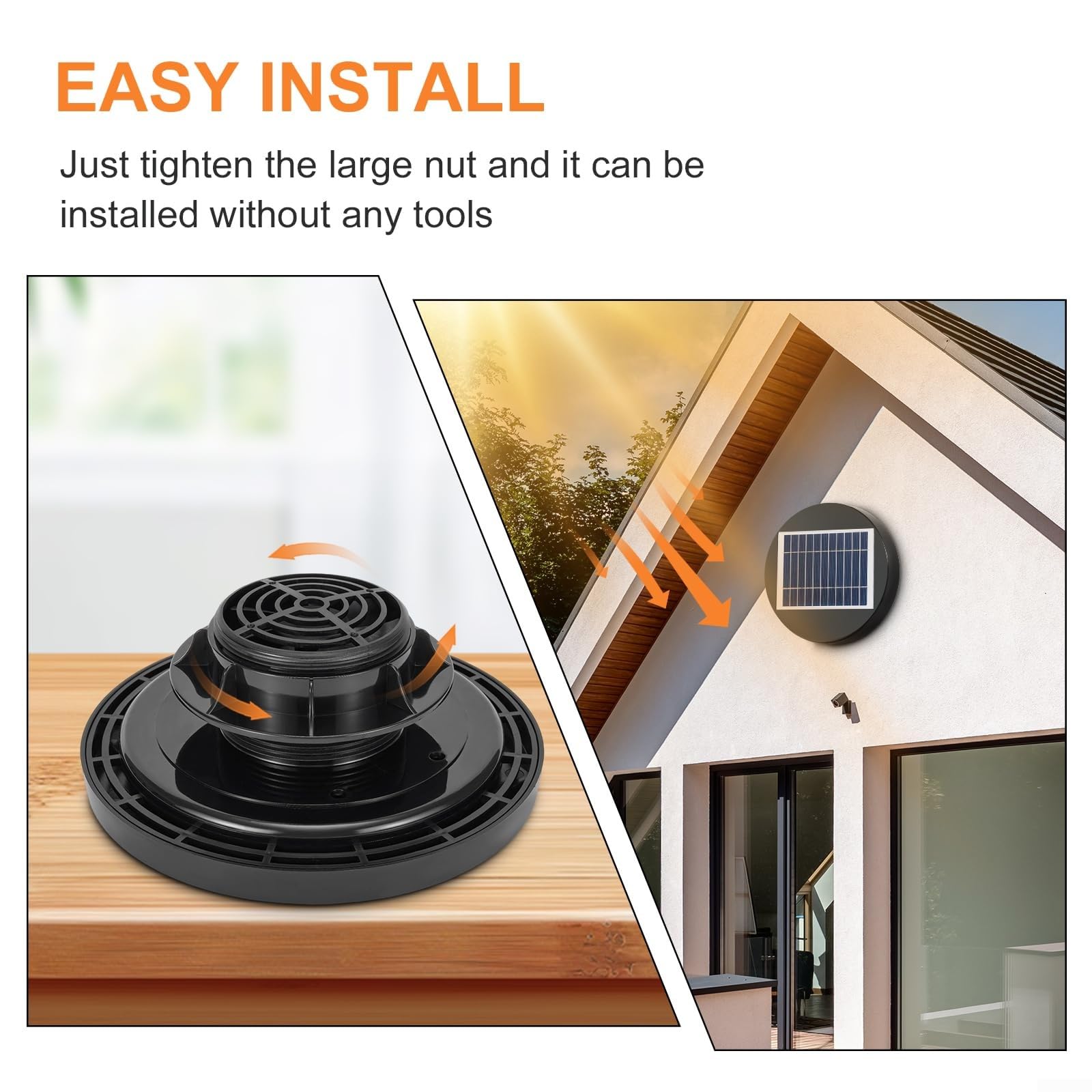 Solar Ventilator, 5V 2W Solarbetriebene Deckenlüftung für Wohnmobile, 200 mm Durchmesser Solar-Abluftventilator Solarbetriebener Dachventilator für Wohnmobil, Marine, Schuppen, Anhänger