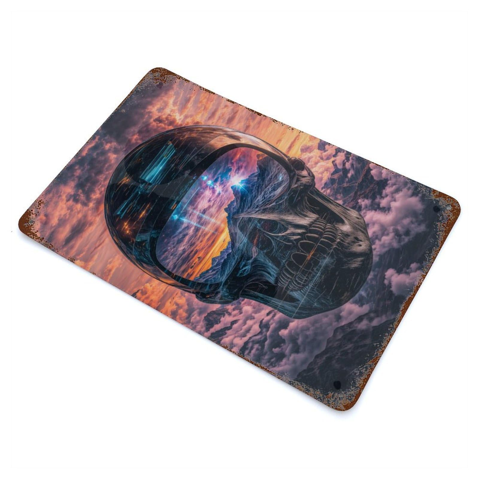 Galactic Reflection Rust Effect Tin Sign 11.8"x7.9", Novelty Wall Decor for Garage, Pub Or Kitchen