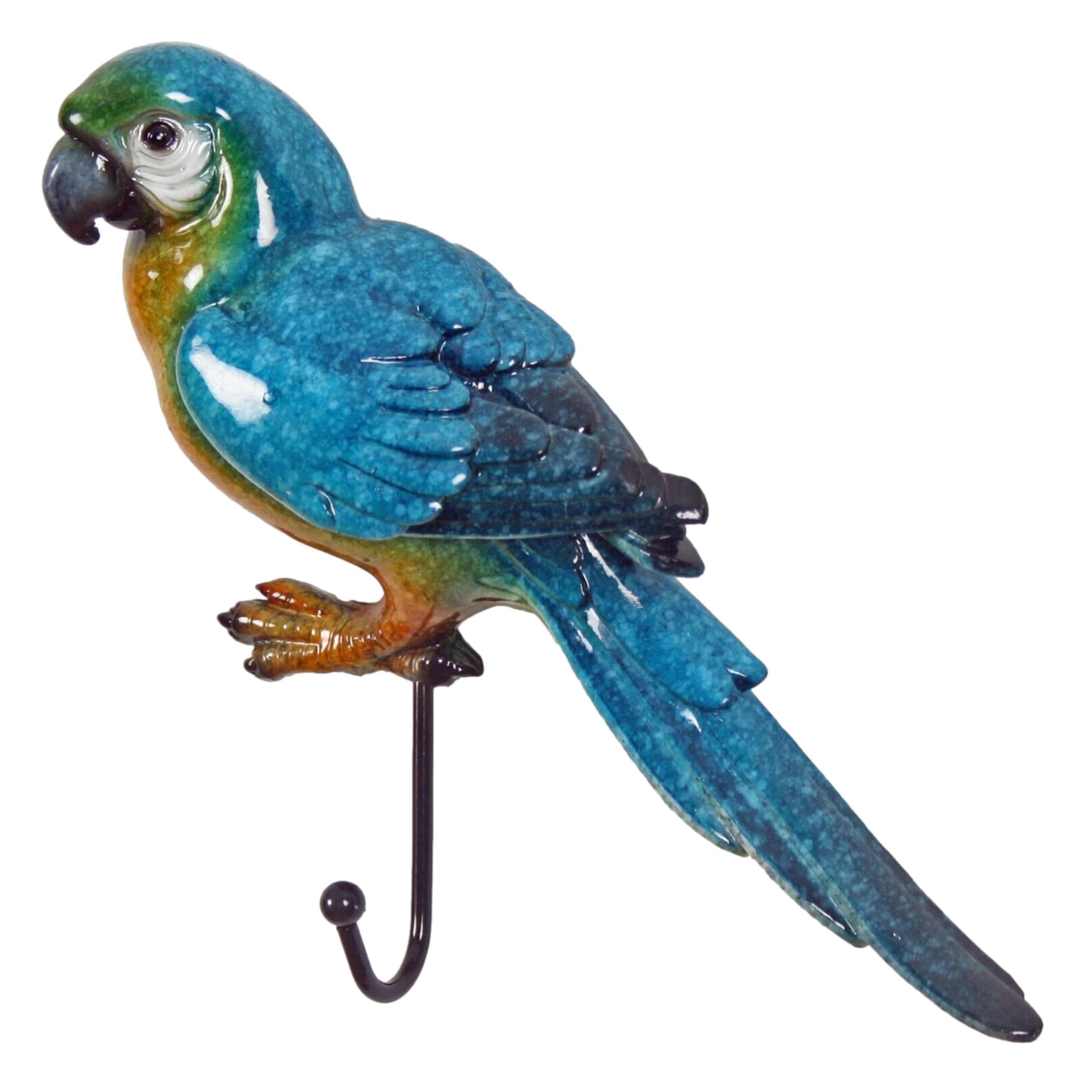 Fyne-Finds Parrot Wall Hook Tropical Bird Utility Keys Coat Scarf Hanger Rack Enamel Painted Home Decor