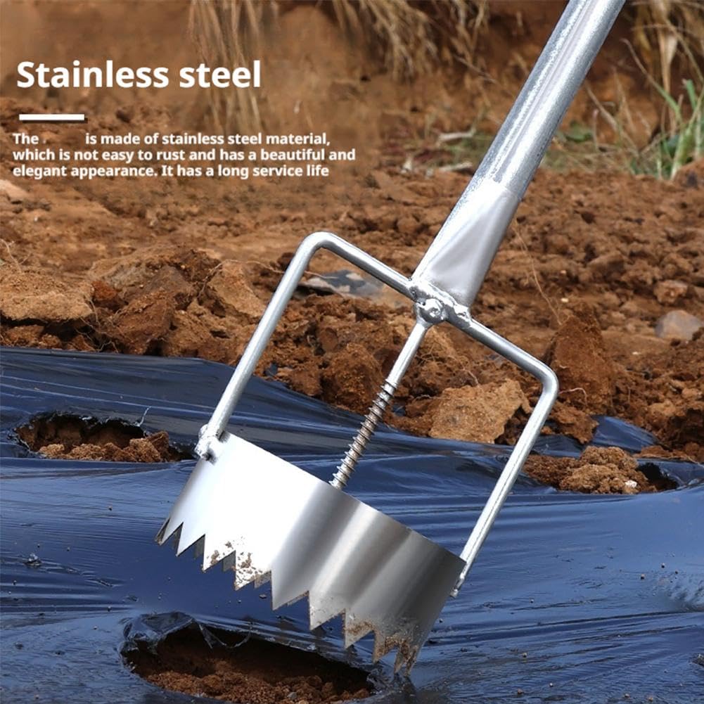 Foratrice per bulbi e pacciamatura, in acciaio inox, regolabile, strumento per la rimozione delle zolle, per piantare serre, cura del prato e lavori in giardino