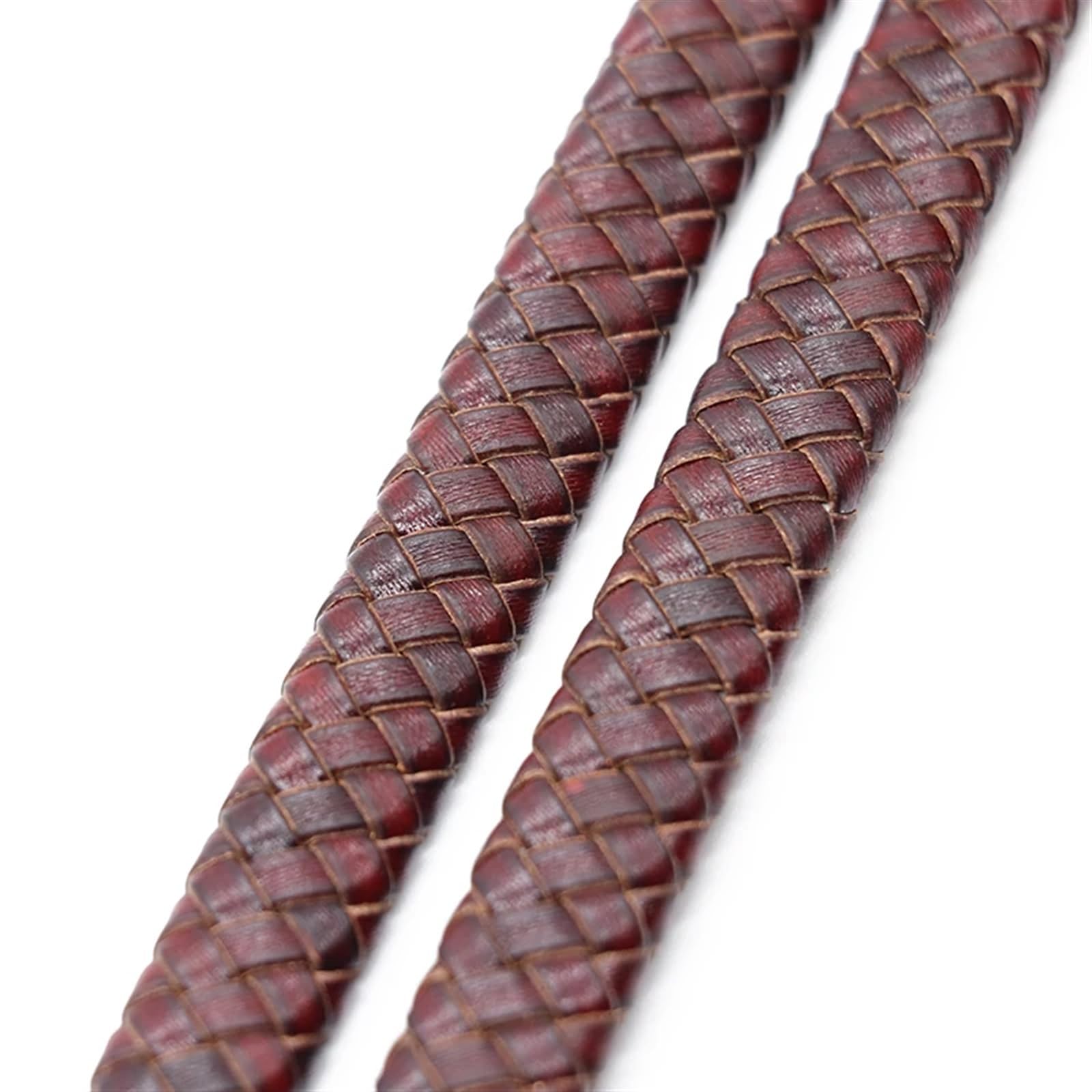 Braided Leather Rope 0.5/1meter Vintage Black Brown Genuine Braided Leather Cords 8mm 10mm 12mm Flat Cord for Bracelet Jewelry Making