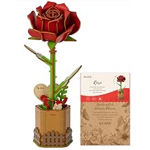 Kaayee 3D Flower Puzzles for Adults-Rose, Wooden Flowers Craft for Adults