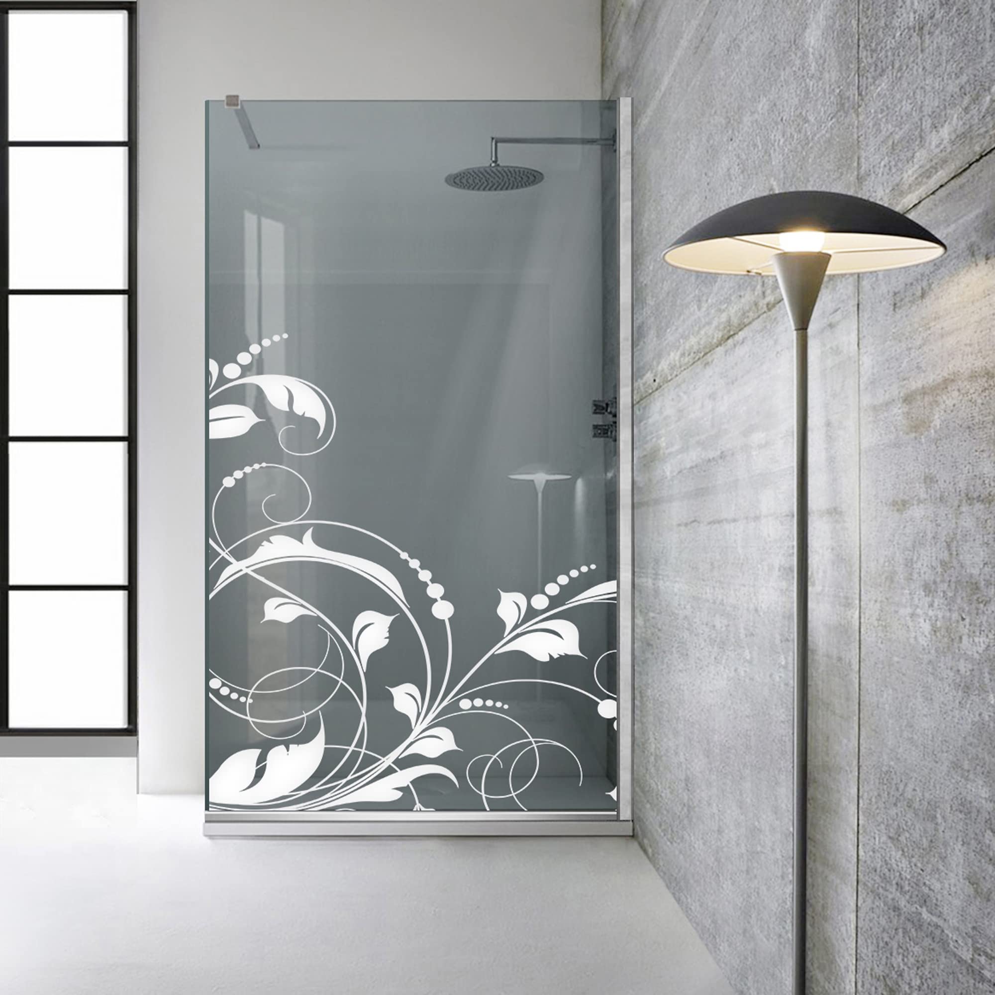 Aqua Roy INOX, Modell LA Vie White, Größe 100 cm ab 70/80/90/100/110/120, Walk in Duschwand Duschabtrennung 8 mm Glas grau mit NANO-beschichtetem sandgestrahltem Muster (100x195 cm)