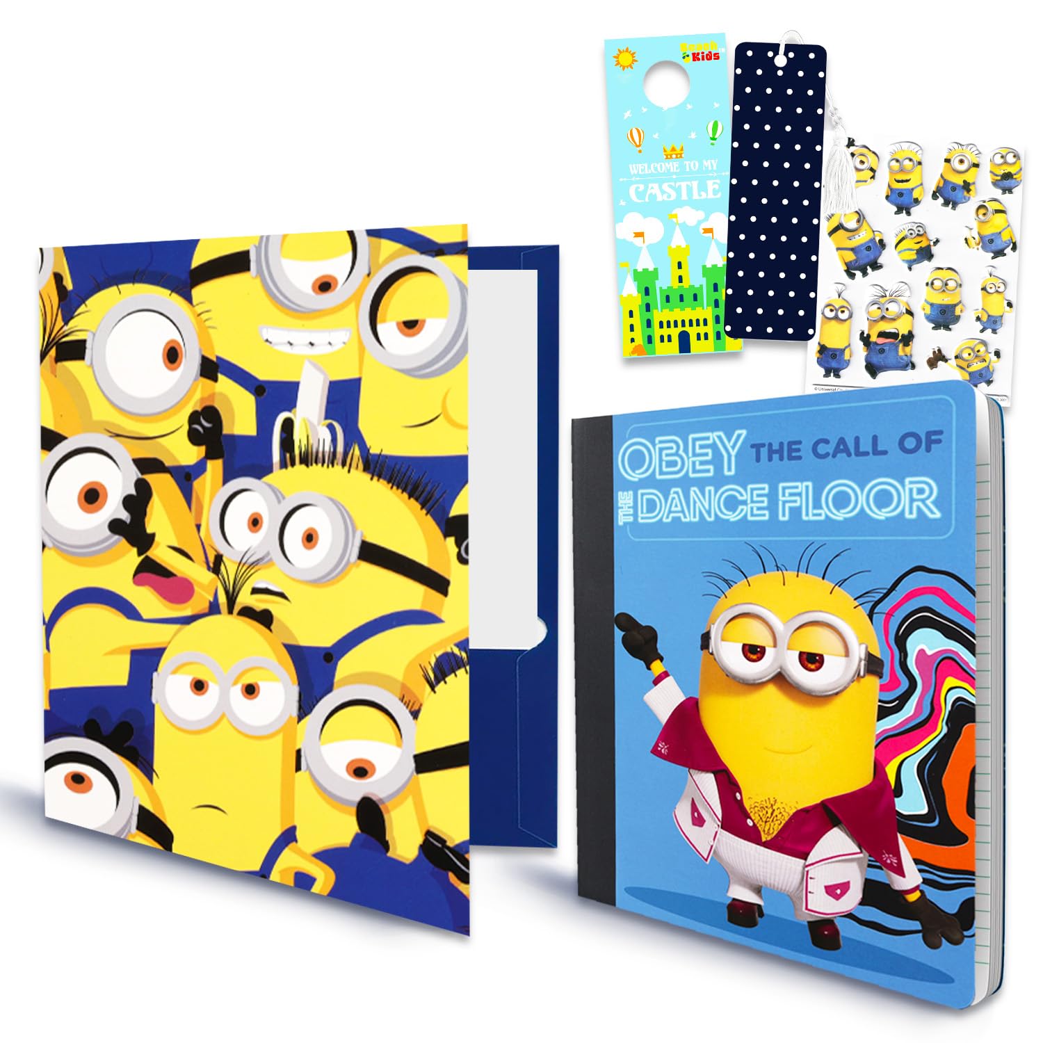 Despicable Me Notebook - Minions Notebook Bundle Includes Despicable Me Minions Folder and Notebook Plus Minions Stickers, Bookmark, More | Despicable Me School Supplies