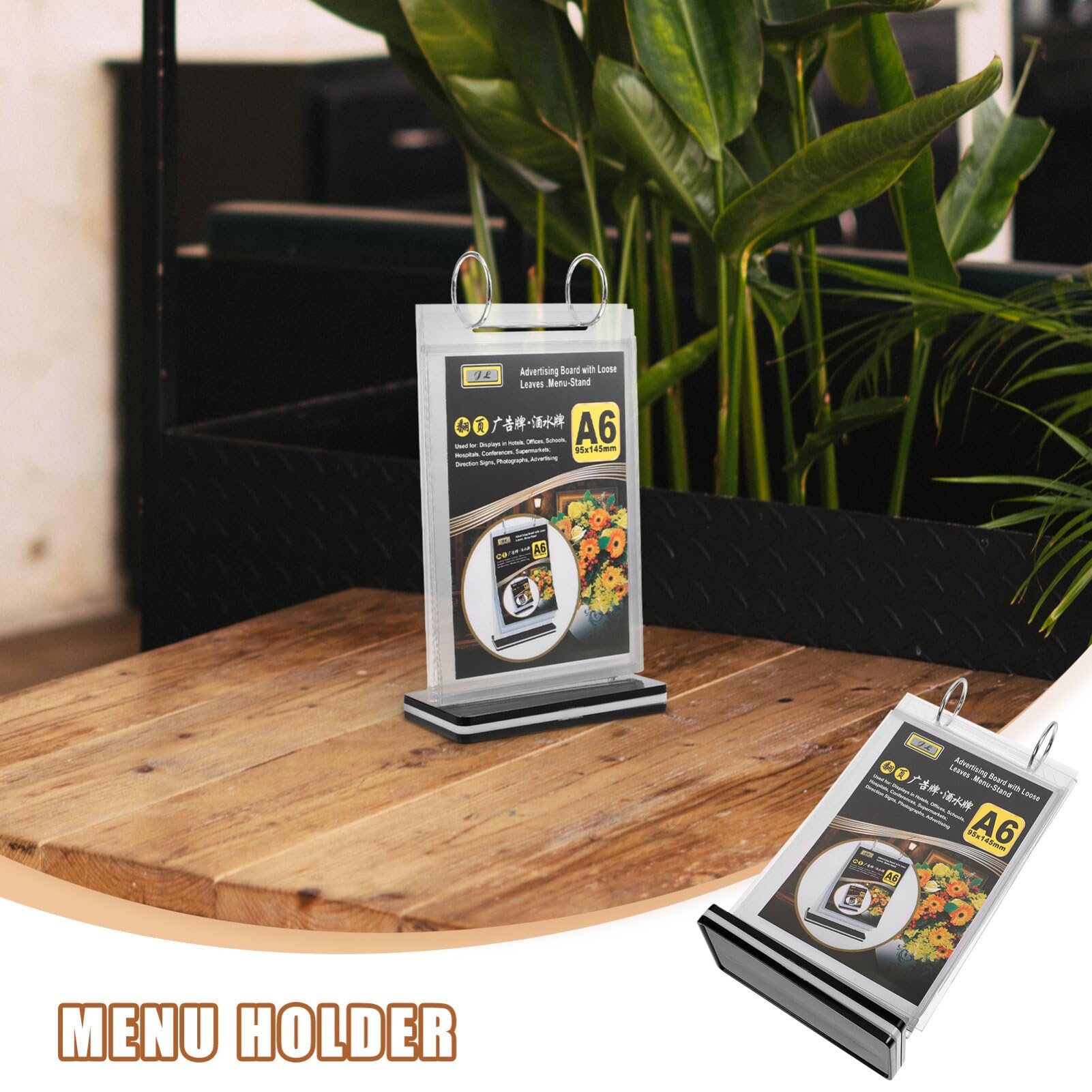 DOITOOL Soporte Para Tabla De Menú Con Tapa 10 Soportes Para Menú De Pvc Para Mesas De Restaurante Soporte Para Exhibición De Menú Con Base Soporte Para Letrero Transparente Marco Con
