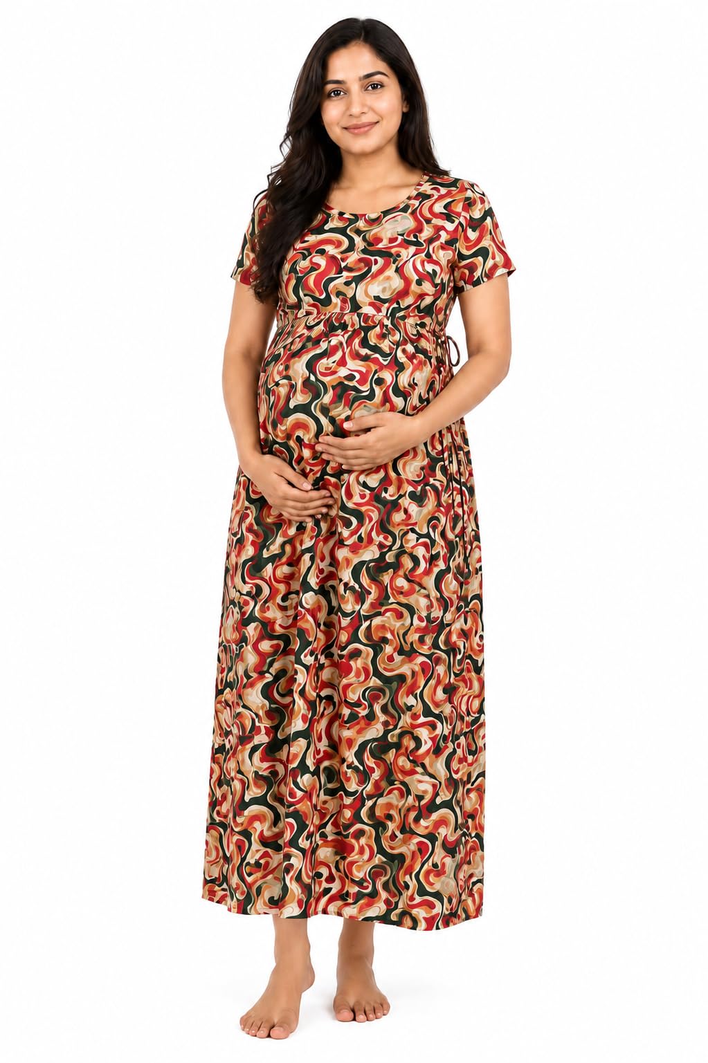 Zipless Maternity Dress Soft Stretch Full Length Pregnancy Wear-image-31
