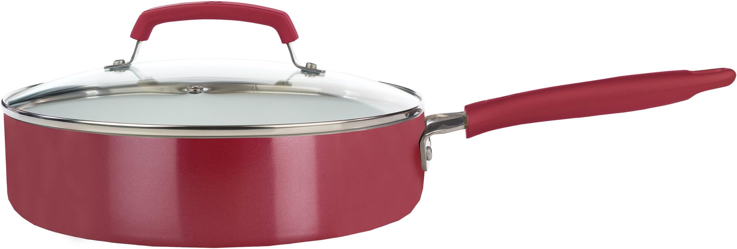 Wearever 2100081419 C9433364 Non-Stick Skillet with Cover, Ceramic, Red