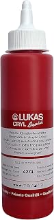 Lukas Cryl Liquid Soft Body Acrylic Paints for Painting - Professional Low Viscosity - 250 ml Bottle Cadmium Red Deep