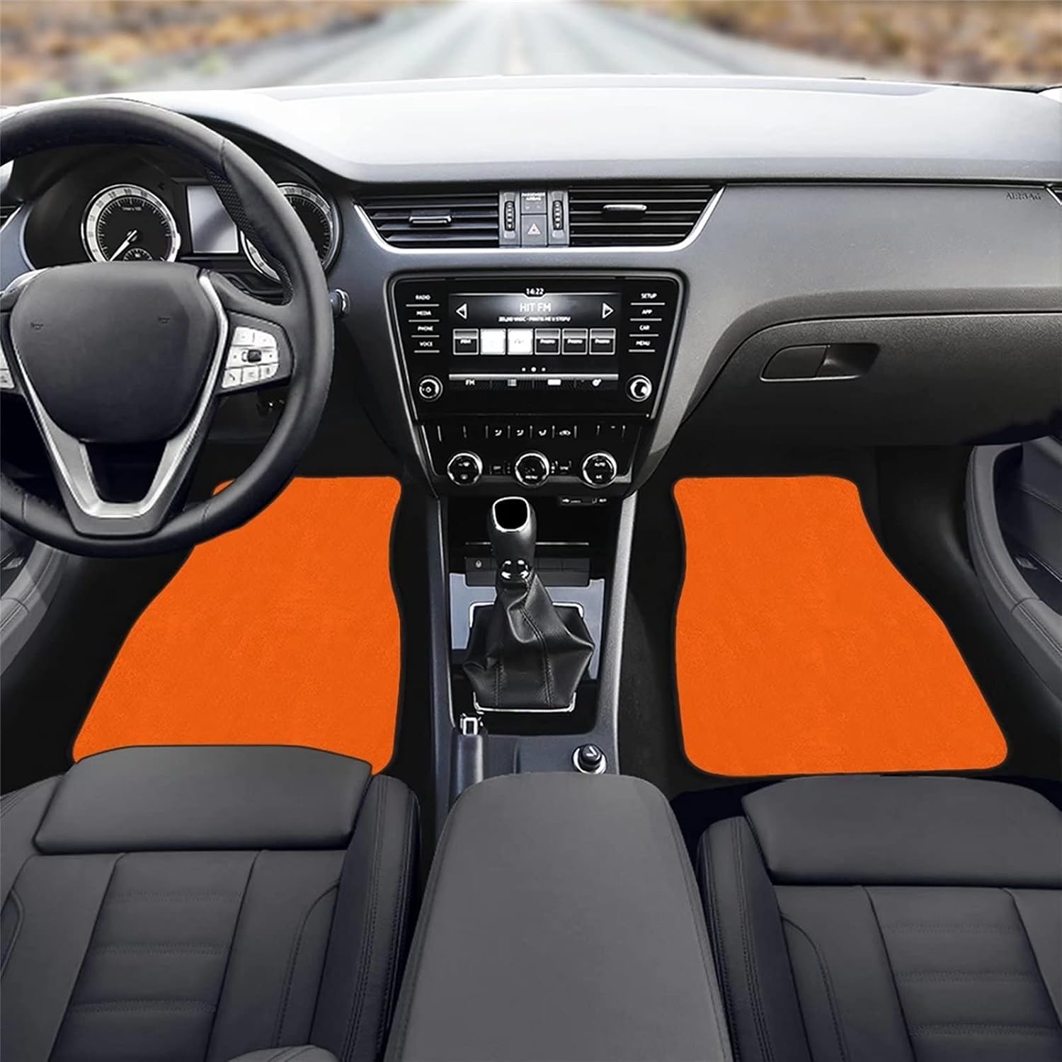Orange Car Floor Mats 4 Piece Set, Rubber Anti-slip Floor Mat for Sedan,Vans,Sedan,Trucks, SUV Automotive Interior Accessories for Women Lady image 2