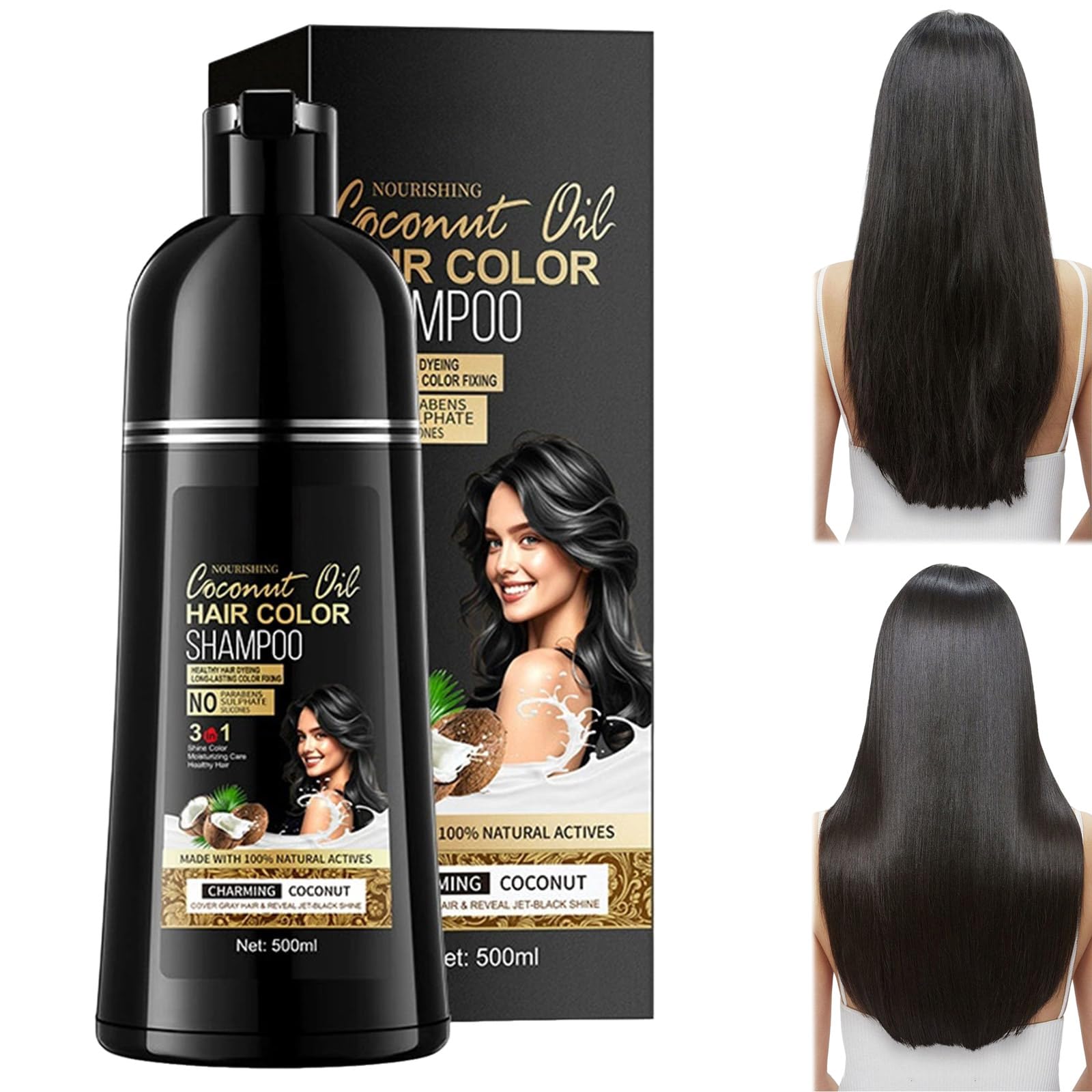 Amazon | ココナッツオイル ヘアカラーシャンプー 白髪 シャンプー 10