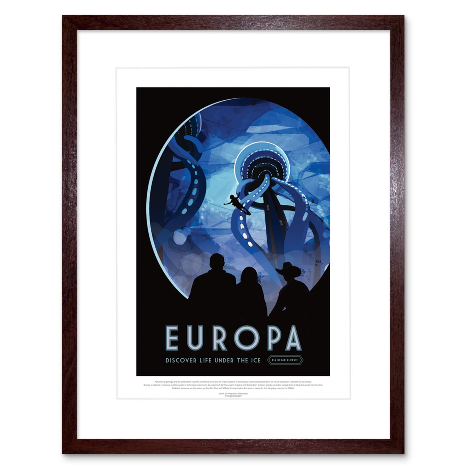 Wee Blue Coo Nasa Space Travel Advert Europa Framed Wall Art Print