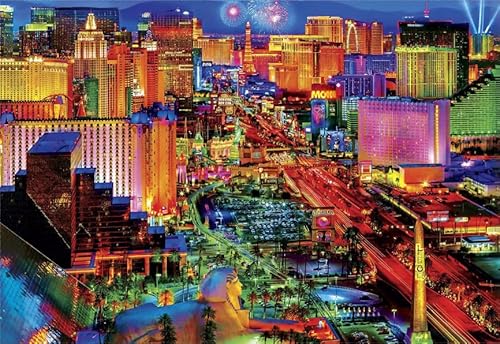 Jigso Jigsaw Puzzles For Adults 1000 Piece, Las Vegas City Night Scenery ，Family 29.53 X 19.69 Inch,Jigsaw Puzzles For Adults Educational Game Challenge Toy 1000 Pieces