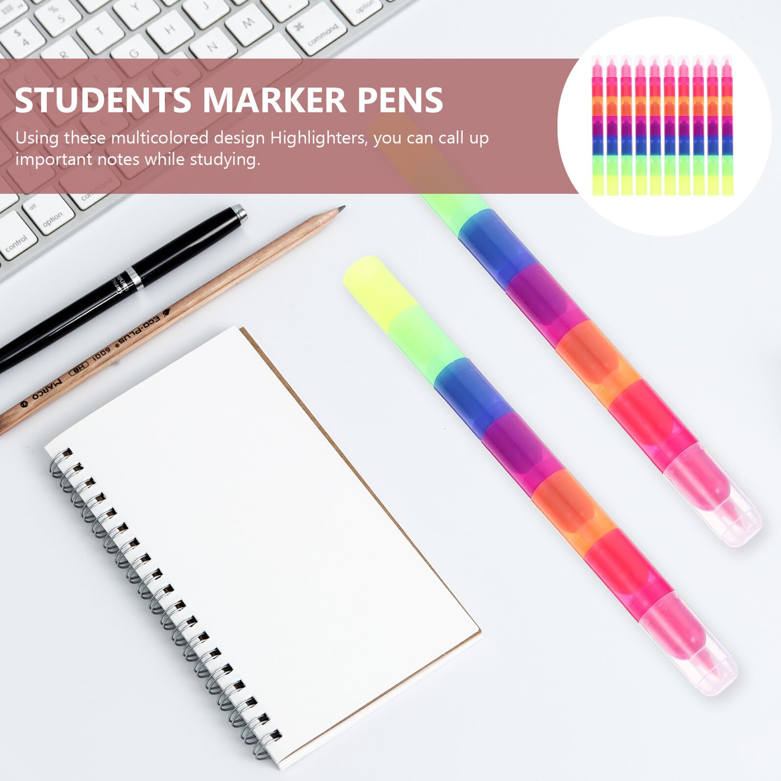 50 Stück 10 Stück Kleine Mehrfarbige Textmarker mit Starker Deckkraft Flacher Graffiti Marker Leuchtende Farben und Schülerbedarf für Schule und Scrapbooking
