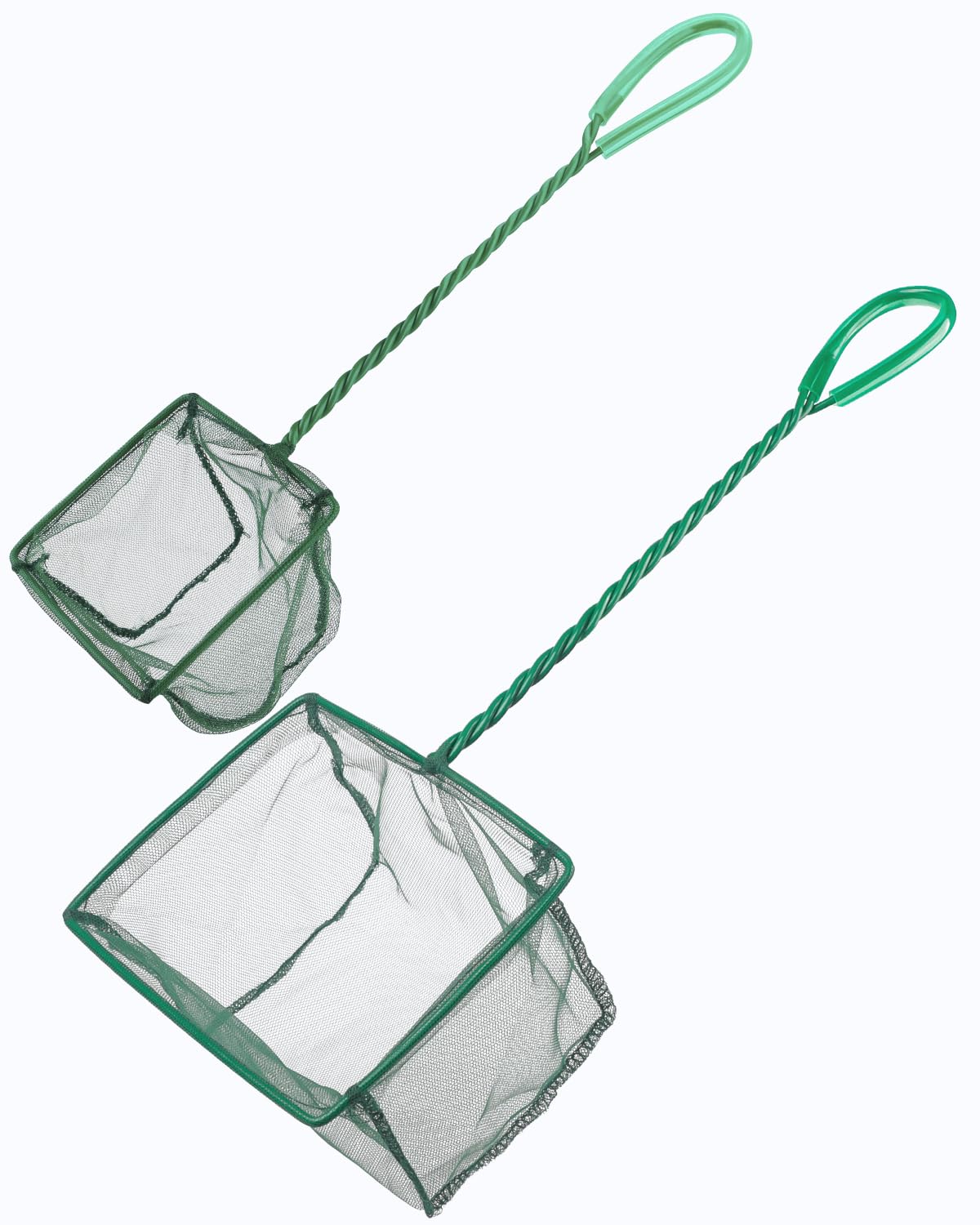 Pawfly 10 & 15 cm Set d'épuisettes pour Poissons d'aquarium avec épuisette tressée à Mailles Fines et Souples Epuisette pour Nettoyer Les restes de Nourriture et Les déchets