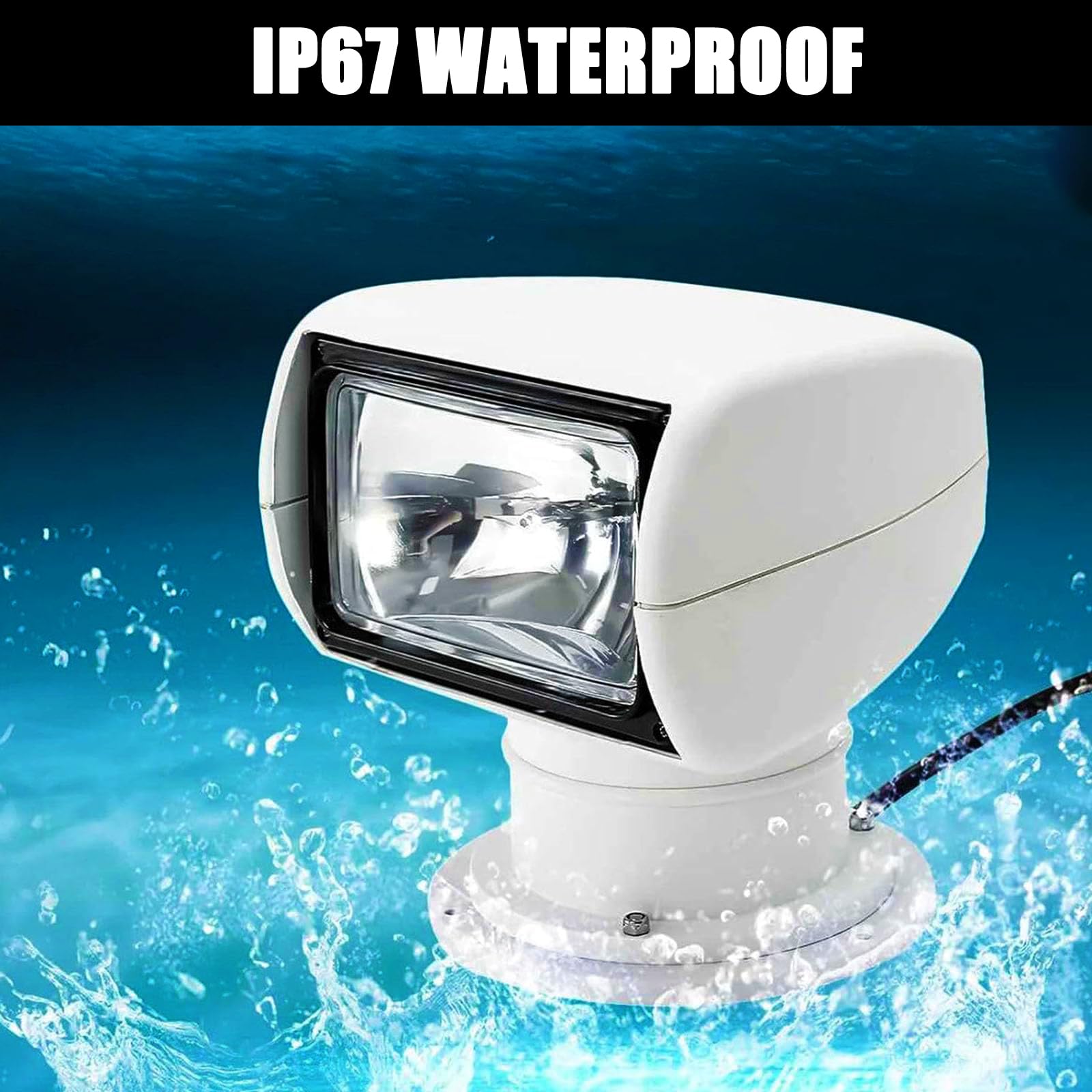 Spotlight Marino Impermeabile da 12 V/24v 100w - Ruota A 360 ° Ruota Ruota Luce per Barche, Camion, ATV, Pesca E Caccia 24V