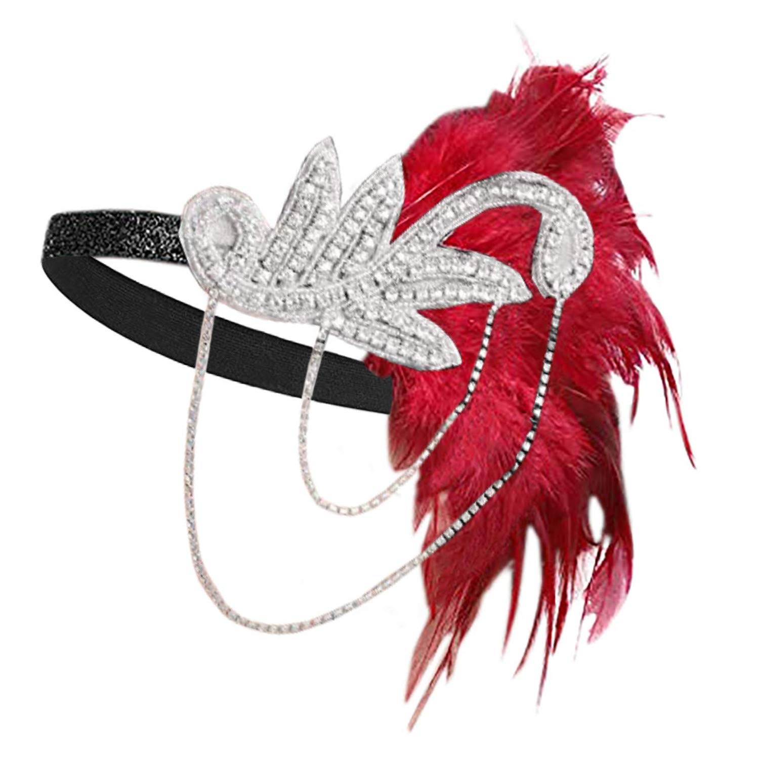 Ulalaza Carnival Feather Headpiece Showgirl Headband Roaring 20s 1920s Flapper Head Band Vintage Gatsby Party Accessories โ image 1