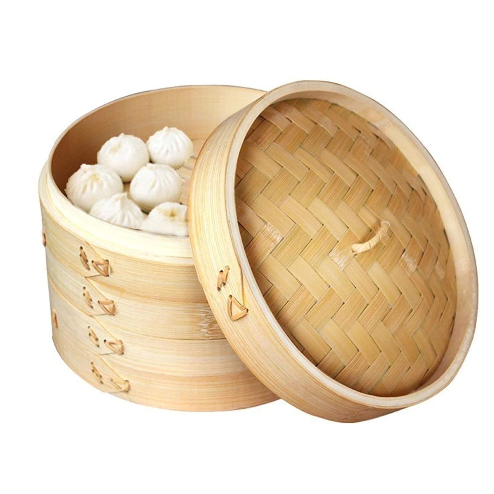 Bambusdampfer Korb Mit Deckel, Kochutensilien Knödeldampfer Ideal Für Dim Sum, Huhn, Fisch, Gemüse - Dampfkorb