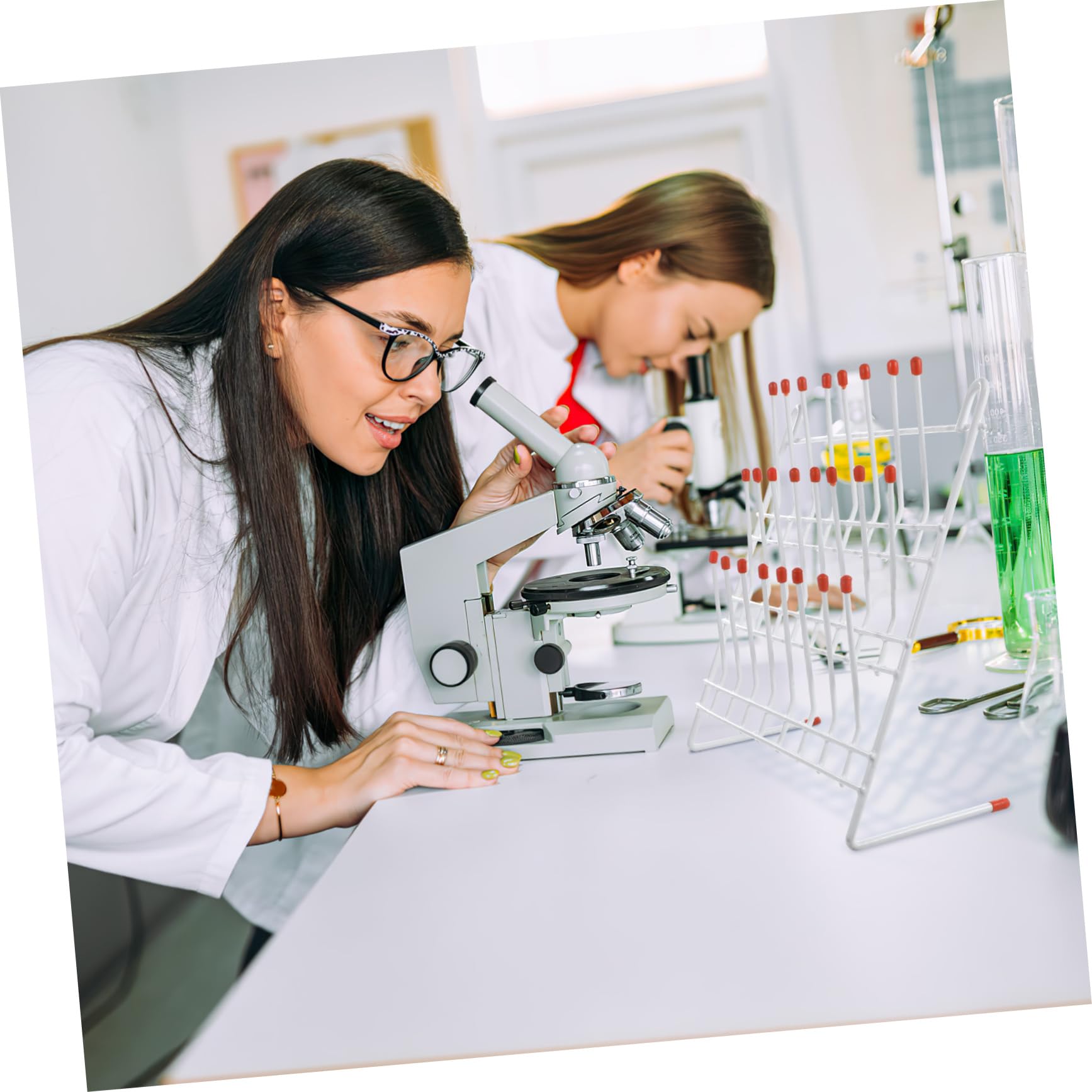Ciieeo Séchoir à Tubes de Laboratoire en Métal Blanc, Support Pratique 24 Positions pour Sécher et Organiser les Tubes à Essai, Usage en Laboratoire
