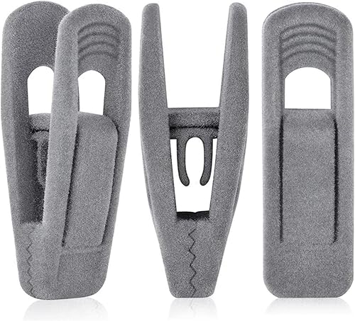 Clips de terciopelo gris (paquete de 80), clips de terciopelo resistentes antideslizantes para perchas de faldas de terciopelo, clips de terciopelo