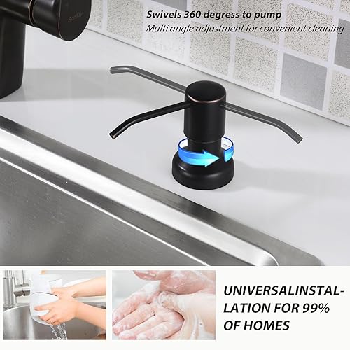 Miniatura 4 de Dispensador de jabón para fregadero de cocina, bomba dispensadora de jabón de manos de cocina, bronce aceitado, bomba dispensadora de jabón de