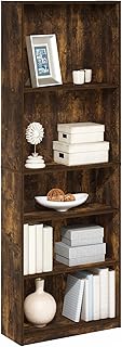 Furinno JAYA Book Shelf, 5-Tier Bookshelf, Bookcase with Adjustable Shel...