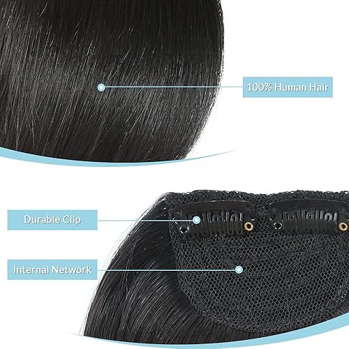 Miniatura 9 de Shinon Flequillo lateral grueso con clip, cabello humano real, flequillo, extensiones de flequillo barrido, extensiones de flequillo de aspecto