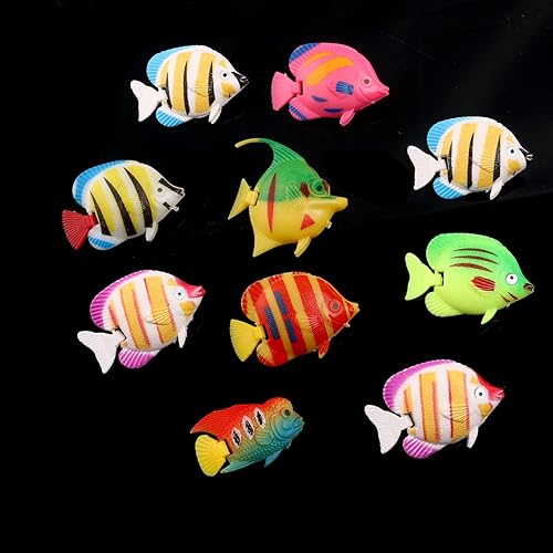 Miniatura 6 de TINKSKY 10 piezas de plástico artificiales flotantes para peces de acuario patrón de color aleatorio