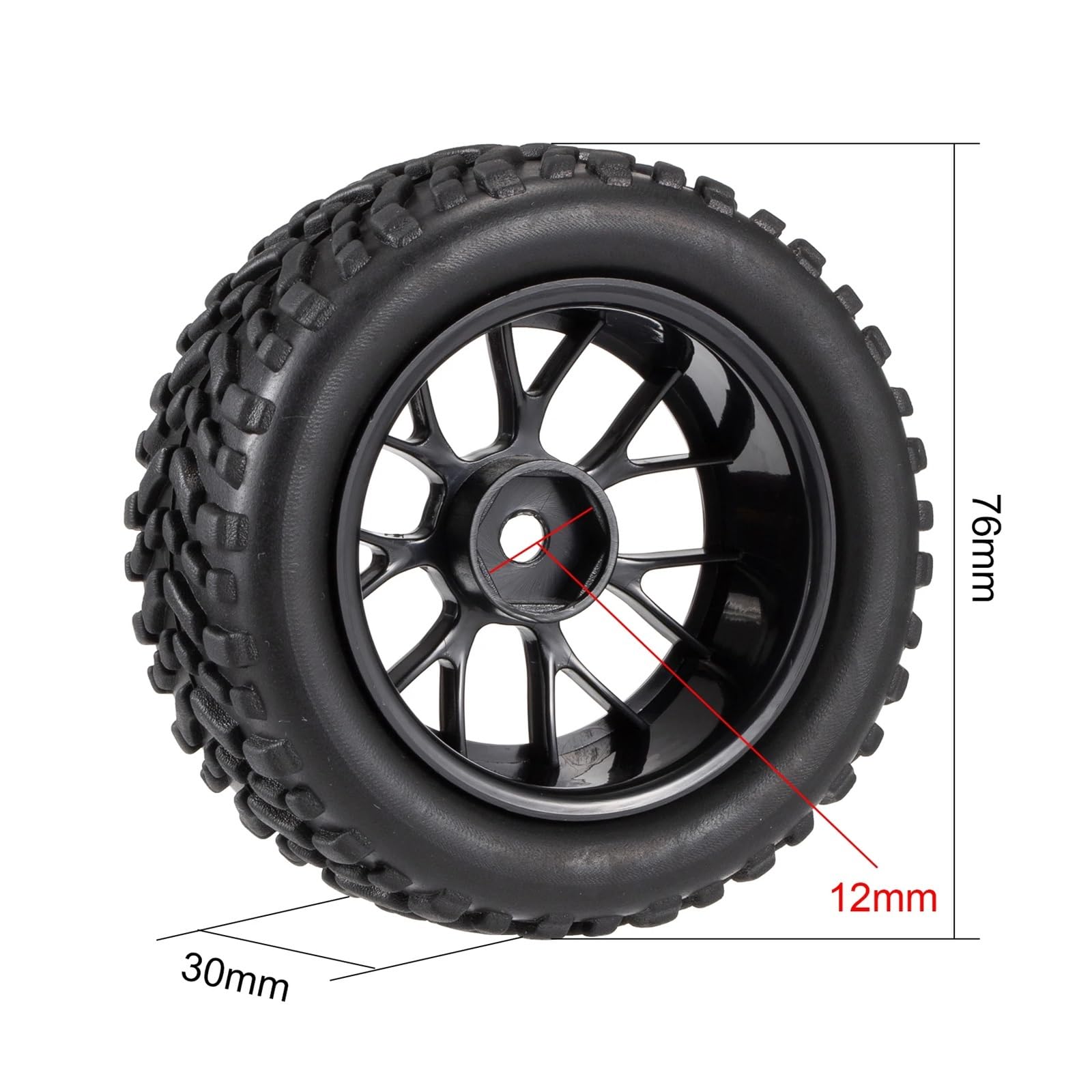 RC Coche NeumáTico Piezas para Wltoys 144001 para Tamiya para MJX para Hyper Go 14210 14209 1/14 1/16 1/10 4 Piezas 1,9 Pulgadas 76 Mm Neumáticos Ruedas Llanta RC Coche para Buggy