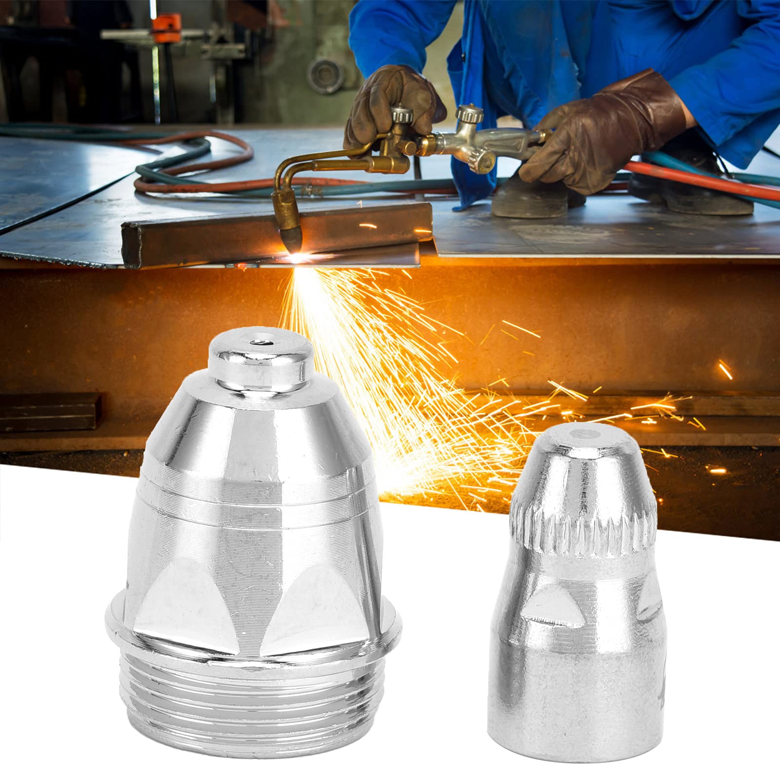 P80 Plasma Cutting Torch Consumables Kit, Excellent Quality Red Copper Material, Includes 5 Electrodes and 5 Cutting Nozzles, Silver Plated, For DIY and Small Business, (Ore size 1.5)