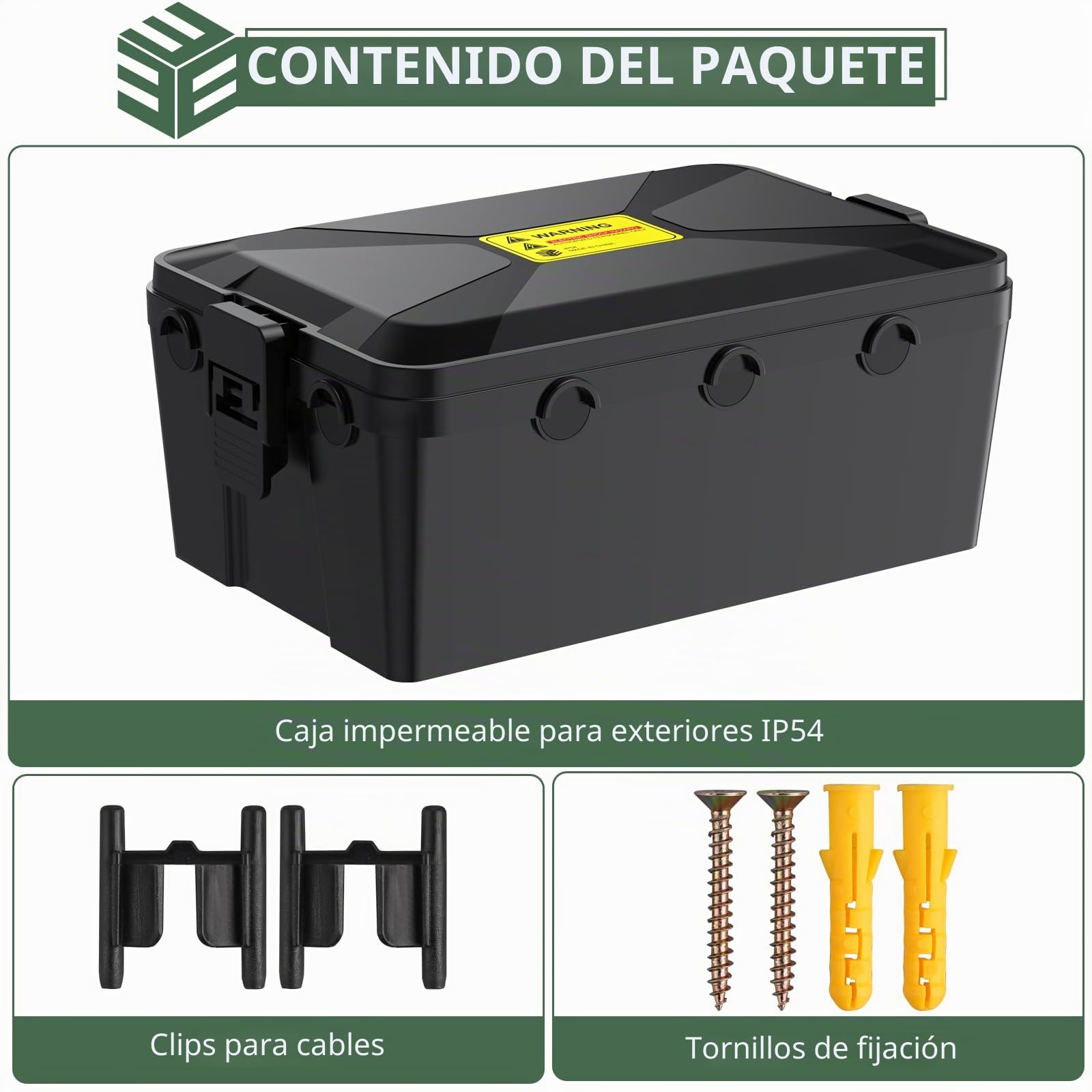 EYPINS Caja Estanca Exterior Eléctrica IP54,Caja Organizador de Cables,Resistente a Impactos y al Agua, Montaje en Pared(30x20x13cm),para Exteriores Festividades y Jardines