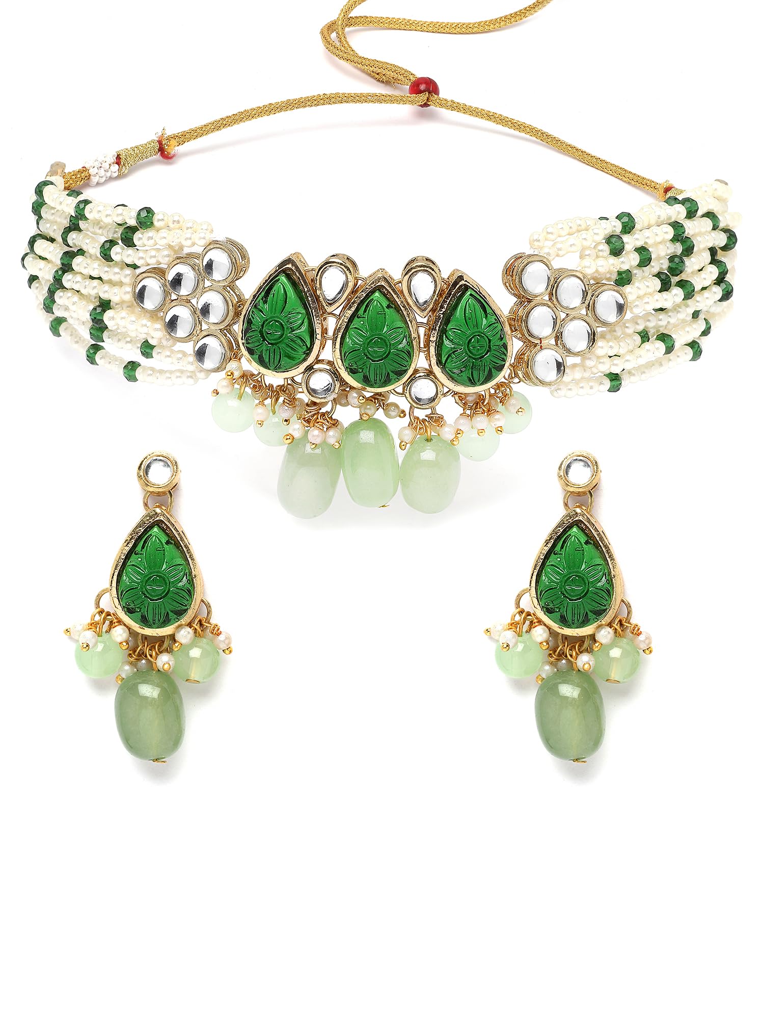 See full amazon price history chart for Karatcart Green Carved Stone Studded Pearl Beaded Kundan Choker Necklace Set for Women Karatcart Green Carved Stone Studded Pearl Beaded Kundan Choker Necklace Set for Women (B0CD5LQRK3) Amazon Price History, Amazon Price Tracker