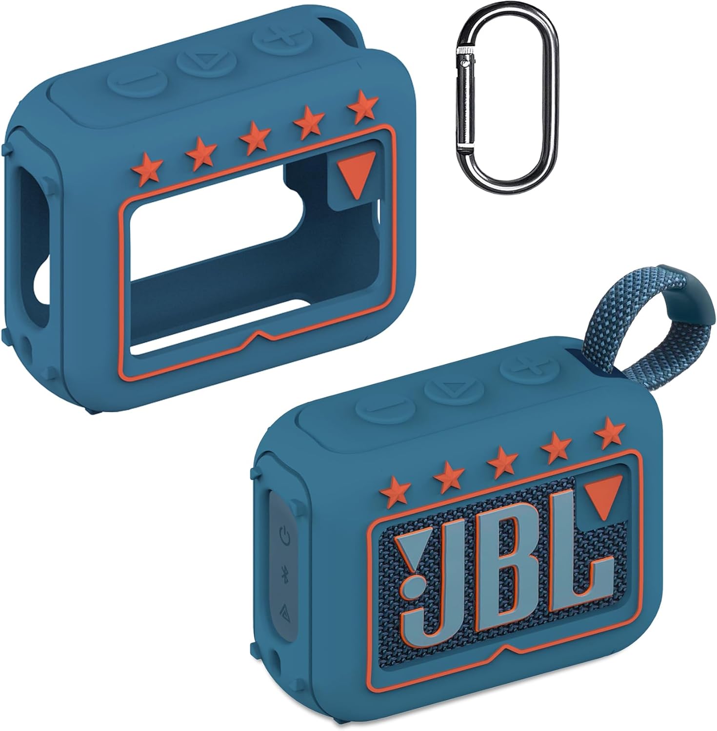 JCHPINE Silicone Cover Case for JBL Go 4 Ultra Portable Bluetooth Speaker, Protective Skin Holder for JBL Go 4 Pro Sound Bluetooth Speaker Accessories (Only Case) (Blue)