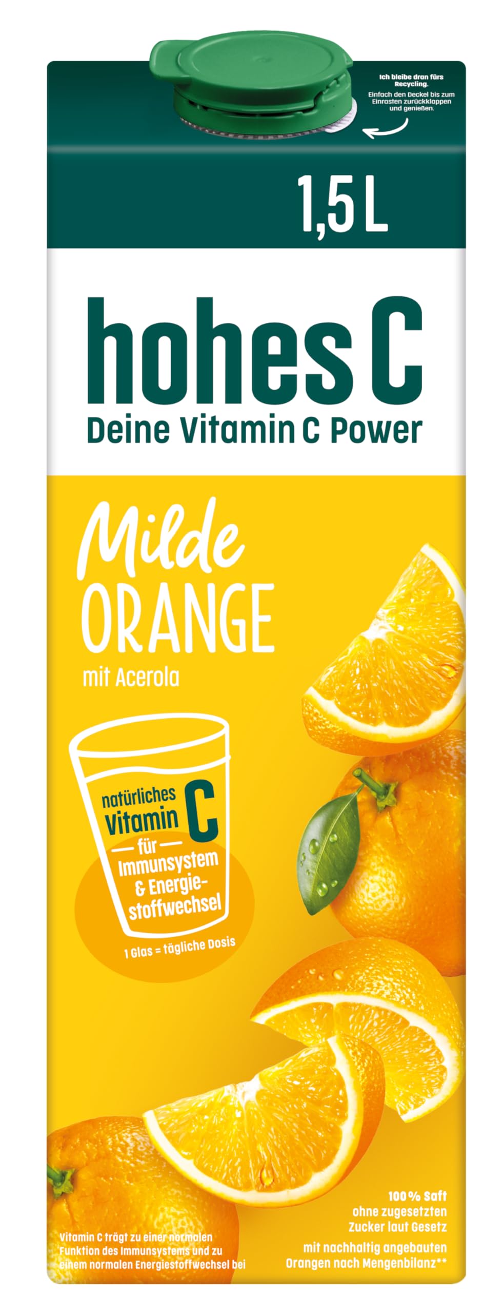 hohes C Milde Orange, 100% Orangensaft (1 x 1,5l)
