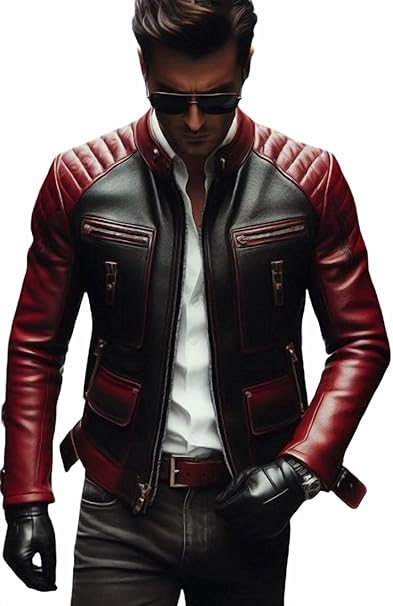 Amazon.com: Men's Fashionable Motorcycle Black/Red, Genuine