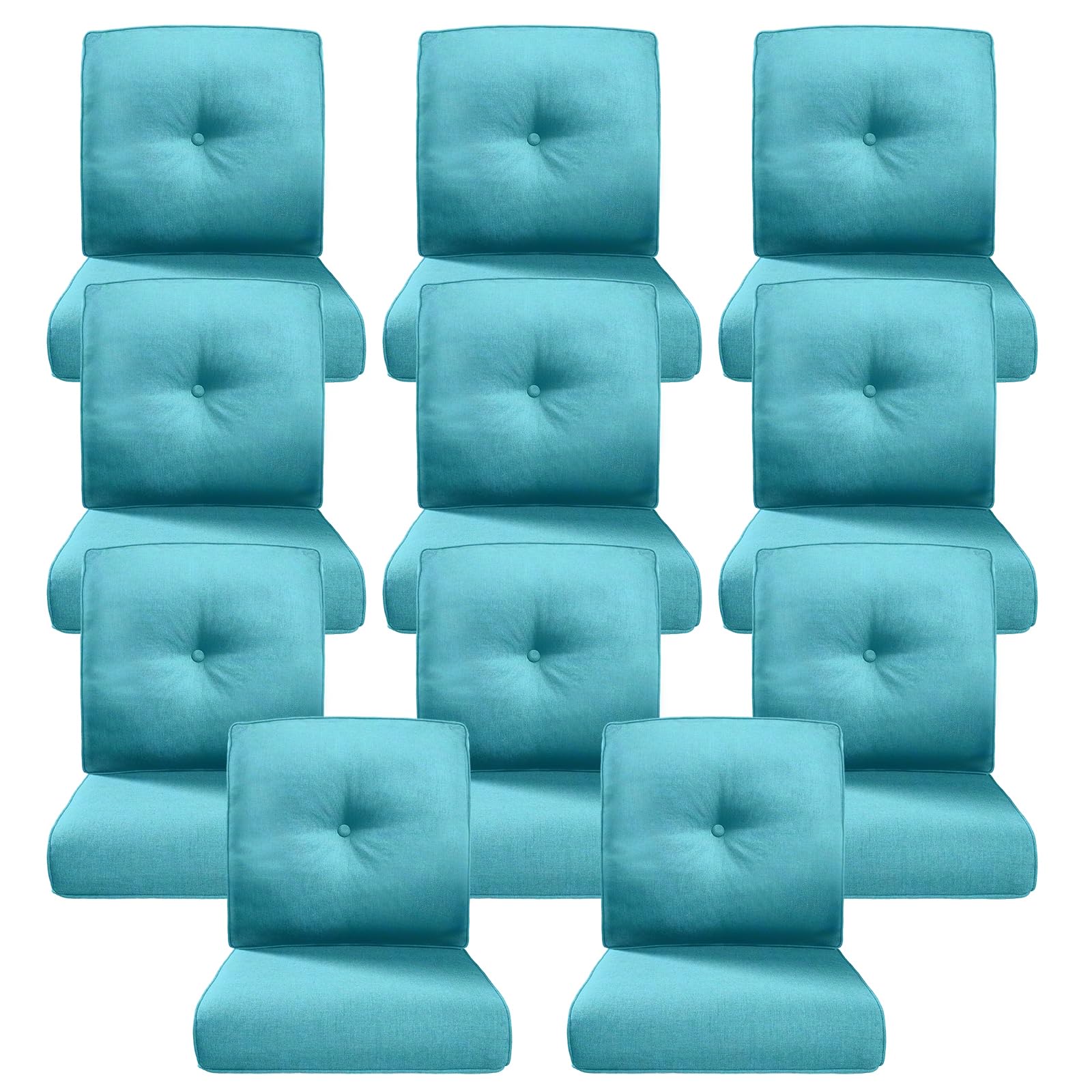 Luxury 4" Thick Outdoor Cushion Set of 11 - 22x24 Patio Furniture Cushions with 28D High-Density Foam, Water-Resistant &amp; Fade-Resistant Fabric, Removable Covers for Patio Furniture Sofa -Turquoise