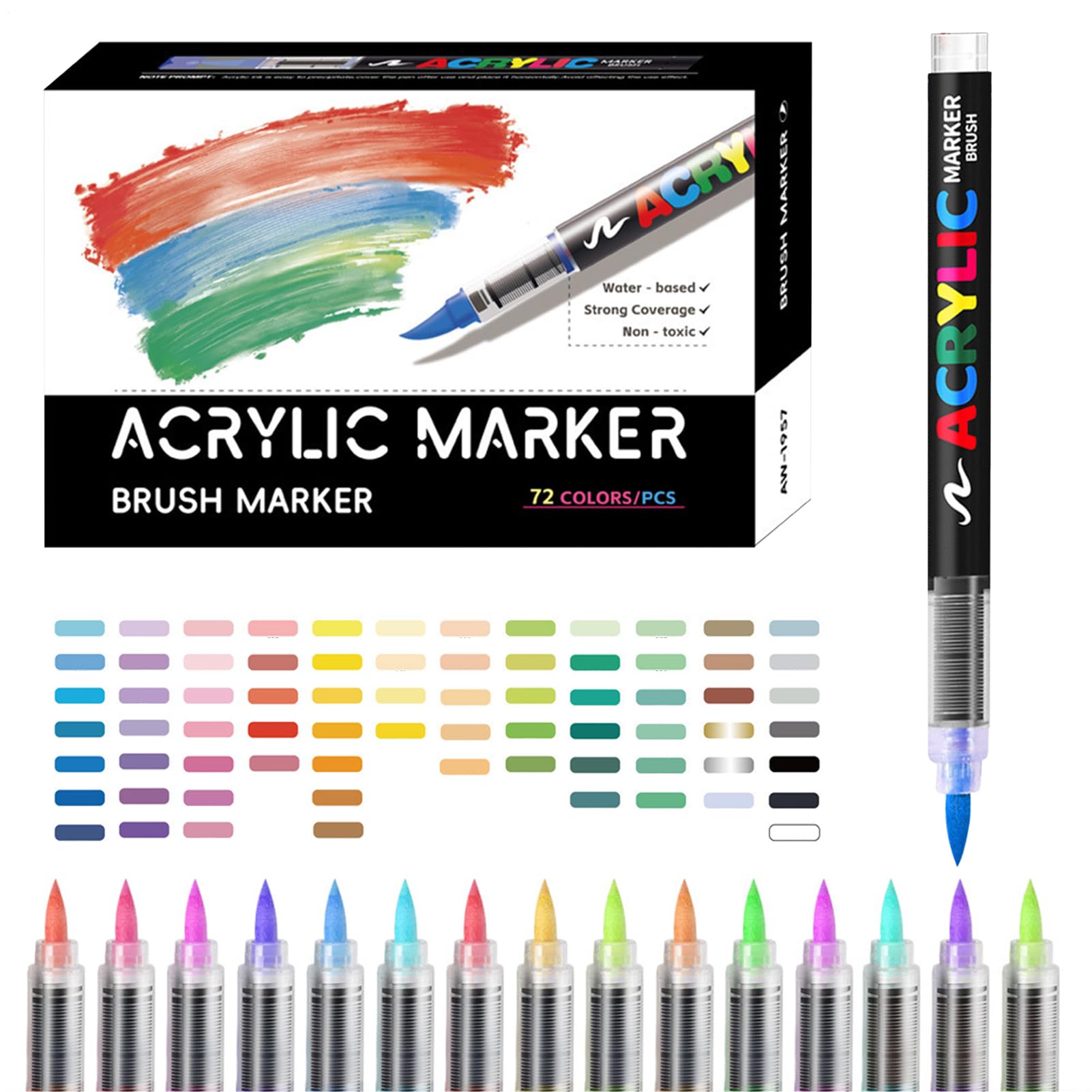 Acrylstifte Set, Acrylstifte für Steine, wasserfest, Pinselspitzenmarker, Mehrzweck-Kunstbedarf-Set für Bastelprojekte, Keramik