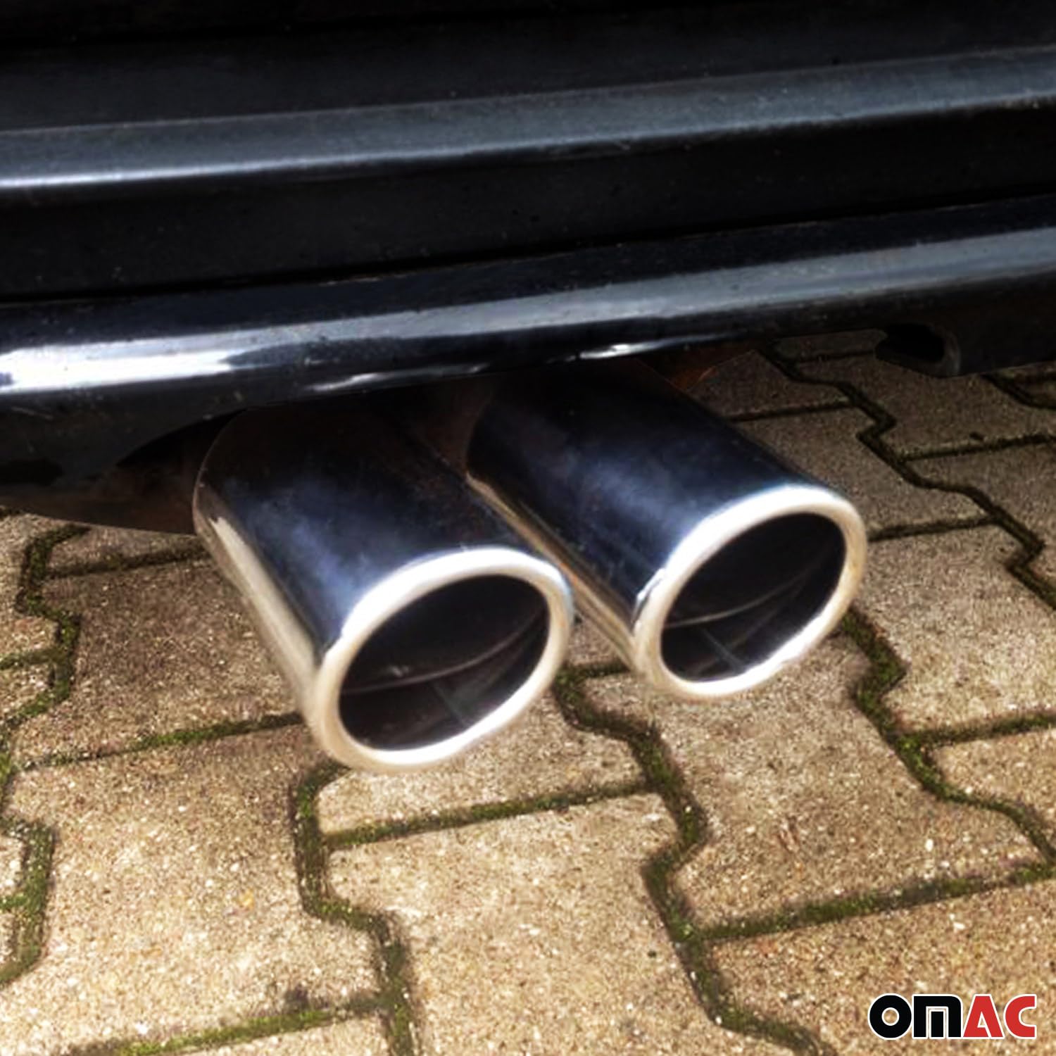 OMAC Auspuffblende Endrohr kompatibel mit Mercedes C Klasse W204 2007-2014 Edelstahl Chrom 2tlg