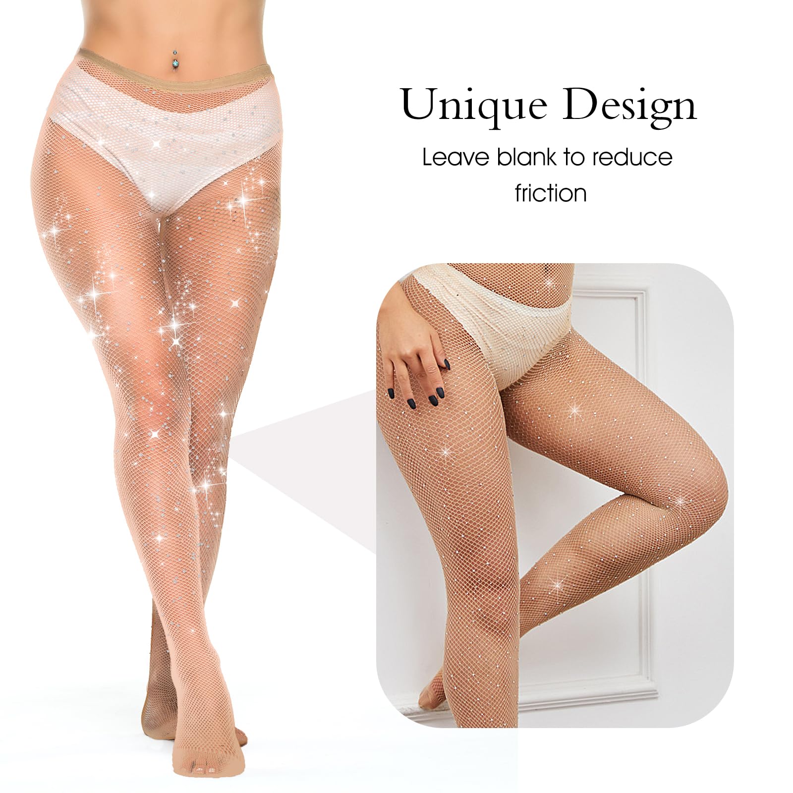 ElevateTech Medias de Red para Mujer, Collants de Cintura Alta de Red en Tono Brillante Color Piel para Baile, Carnaval, Fiesta, Banquete, Espectáculos, Regalos