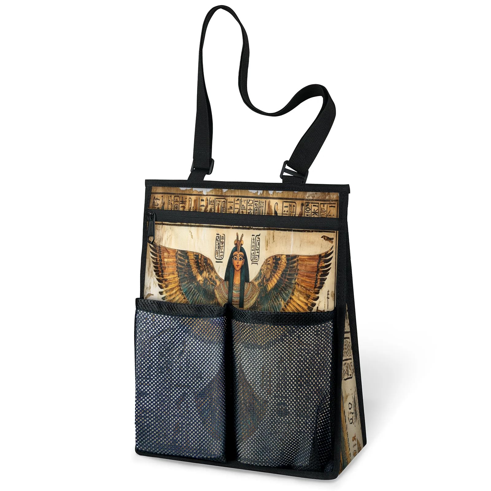 Ourtheme Egyptian Papyrus Portable Shower Bag for Travel Gym Camp Beach Tote Shower Caddy Bags Hanging Toiletry Organizer