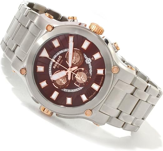 Amazon.com: Renato Calibre Robusta Cronógrafo Suizo SS Dial Marrón Acentos  de Oro Rosa : Renato: Ropa, Zapatos y Joyería